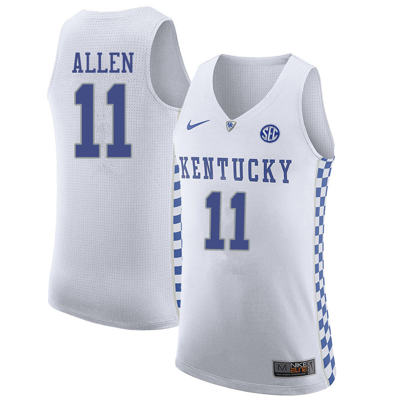 Men #11 Dontaie Allen Kentucky Wildcats College Basketball Jerseys Sale-White - Click Image to Close